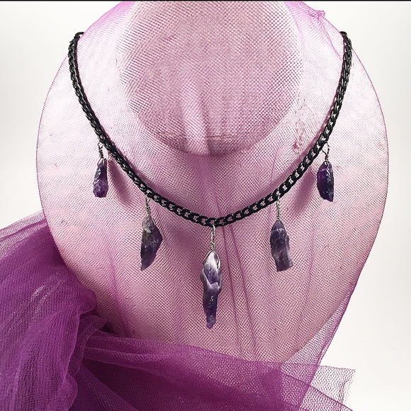 Amethyst Steel Chain Necklace - Picture 3 of 8